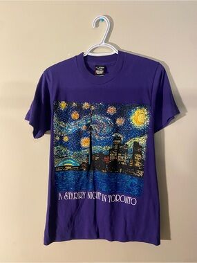 Screen Stars Purple Men’s 'Starry Night in Toronto' Graphic Tee